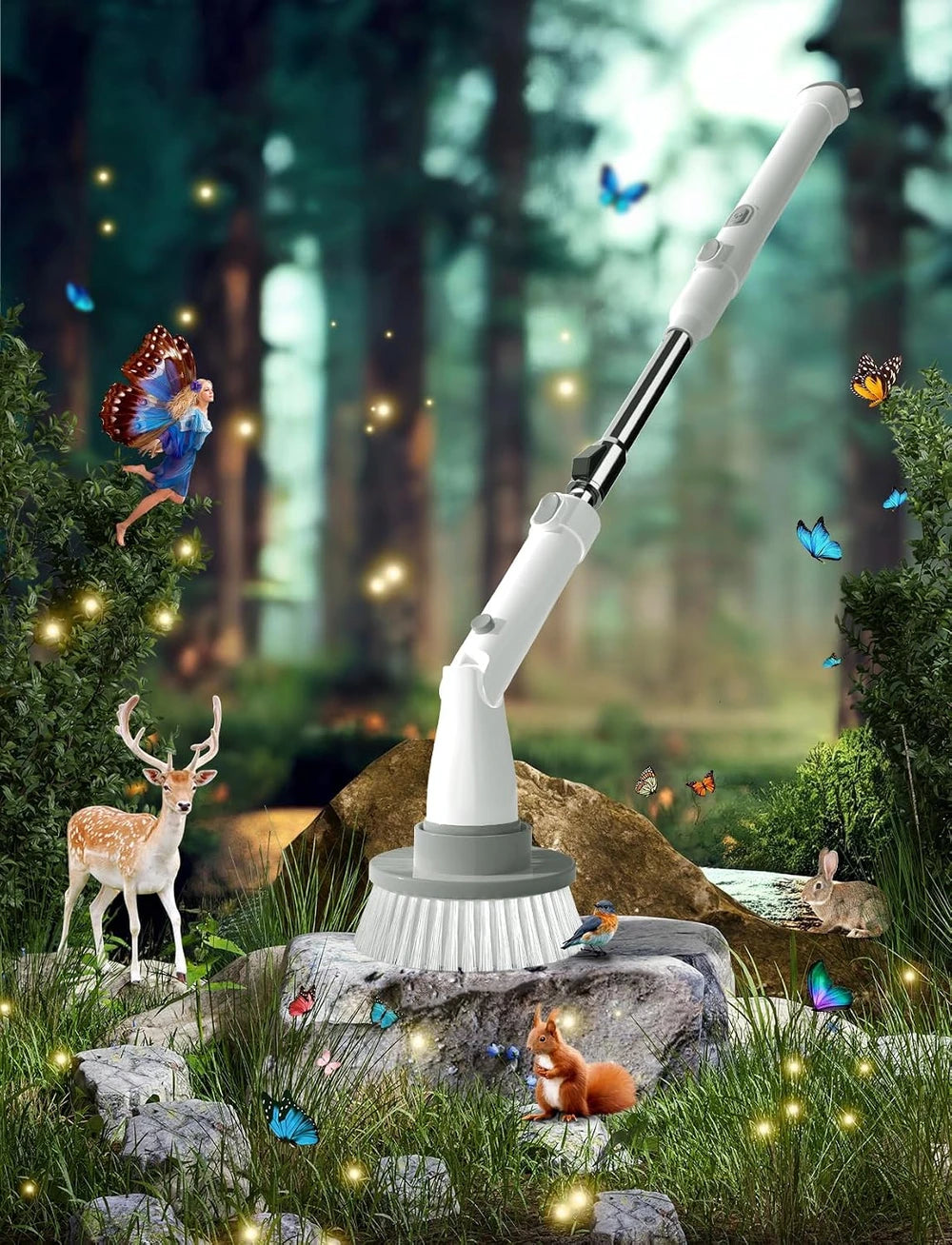 Blinkcee cordless electric spin scrubber with multiple cleaning brush heads for efficient power cleaning of surfaces.