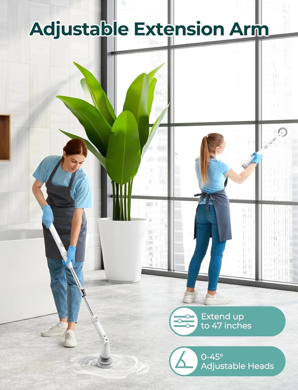 Blinkcee cordless electric spin scrubber with multiple cleaning heads for powerful, efficient kitchen and bathroom cleaning.