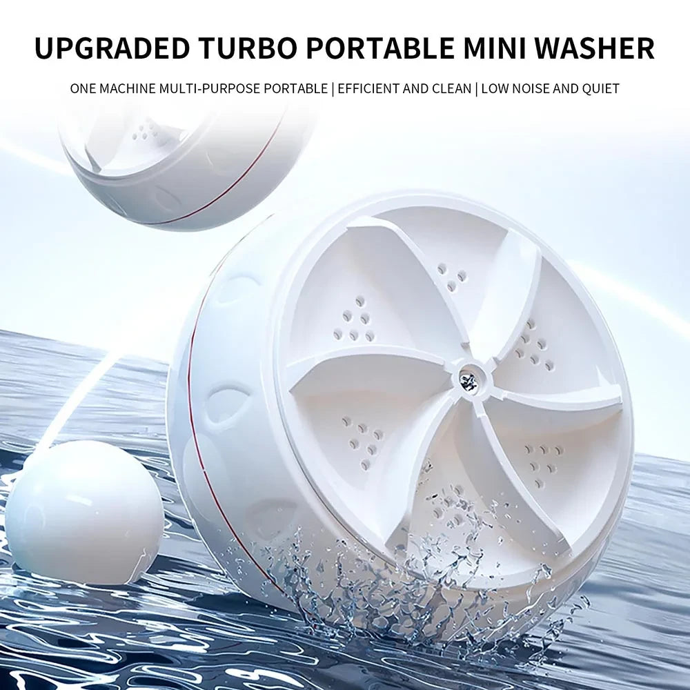 Portable ultrasonic mini washing machine by Blinkcee, compact device with control panel and transparent lid for efficient laundry.