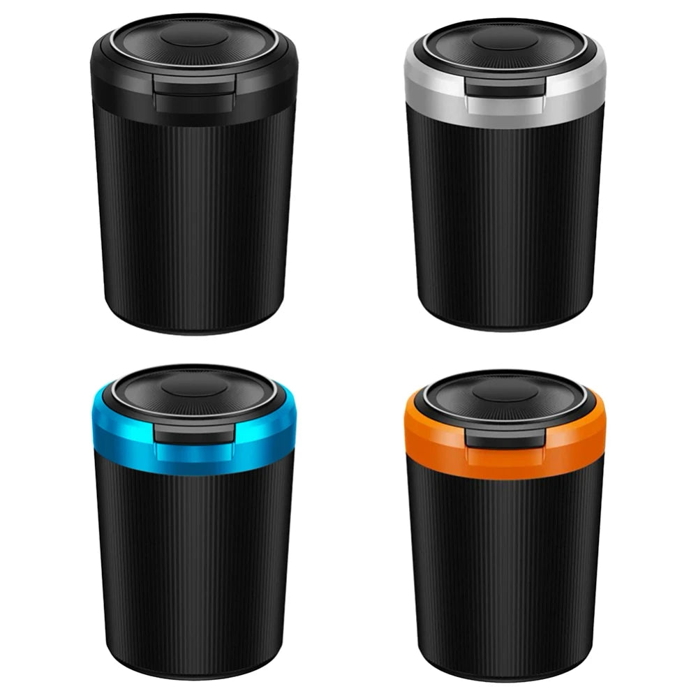Portable stainless steel car ashtray by Blinkcee, compact and durable for vehicle use with lid for smoke and ash containment.