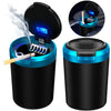 Portable stainless steel car ashtray by Blinkcee, compact and durable with a lid for easy cigarette ash disposal.
