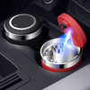 Portable stainless steel car ashtray by Blinkcee, compact and durable with a lid for easy disposal inside a vehicle.