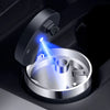 Portable stainless steel car ashtray by Blinkcee, compact and durable with a lid for easy cigarette ash disposal.