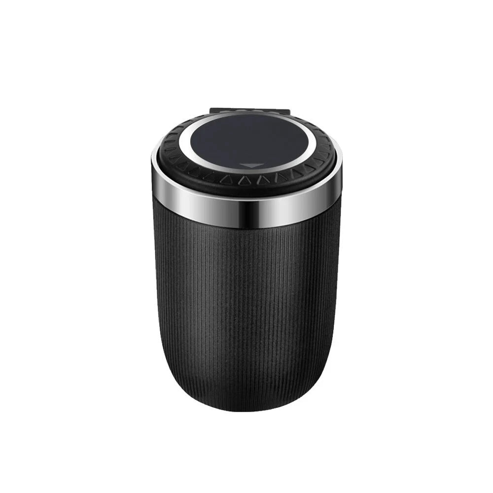 Portable stainless steel car ashtray by Blinkcee, compact and durable with a lid for easy smoking ash disposal.