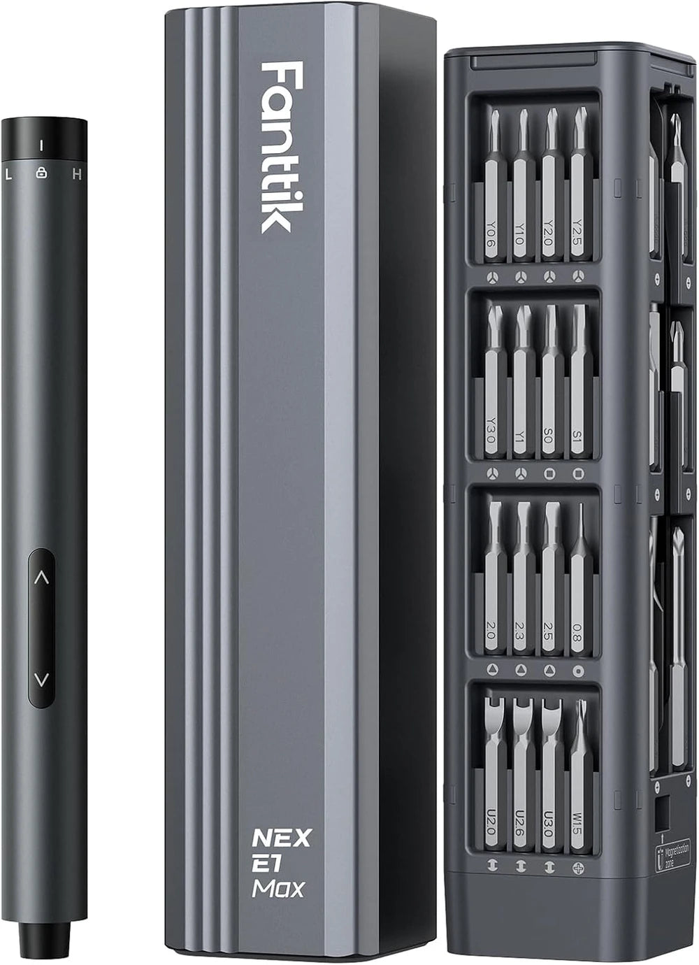 Fanttik NEX E1 Max Mini Electric Screwdriver by Blinkcee with adjustable grip and compact design, shown in a close-up view.