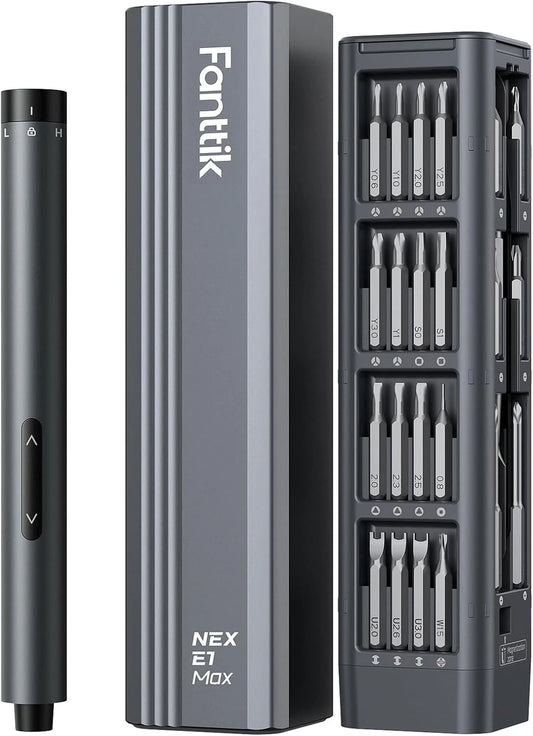 Fanttik NEX E1 Max Mini Electric Screwdriver by Blinkcee with adjustable grip and compact design, shown in a close-up view.
