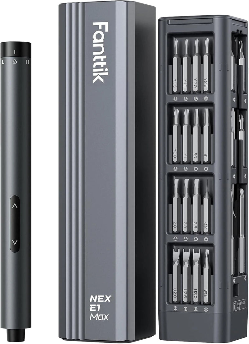 Fanttik NEX E1 Max Mini Electric Screwdriver by Blinkcee with adjustable grip and compact design, shown in a close-up view.