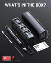 Blinkcee Fanttik NEX E1 Max Mini Electric Screwdriver with ergonomic handle and compact design, shown on a workbench with screws.