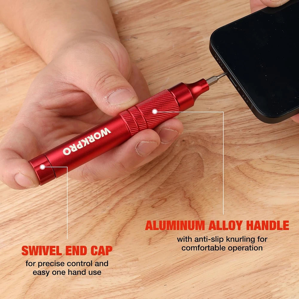 Blinkcee Precision Multi-Bit Screwdriver Set with interchangeable bits, featuring a compact handle and various screwdriver heads.