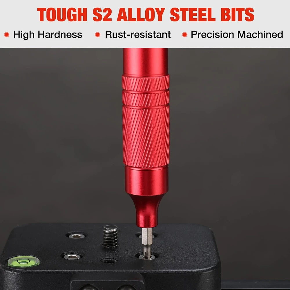 Blinkcee Precision Multi-Bit Screwdriver Set with interchangeable bits displayed on a clean workspace.