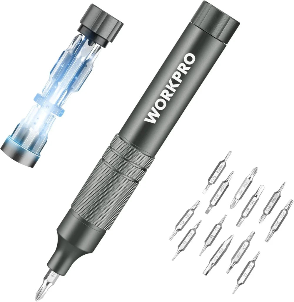 Blinkcee Precision Multi-Bit Screwdriver Set with various interchangeable bits and ergonomic handle for versatile repair tasks.