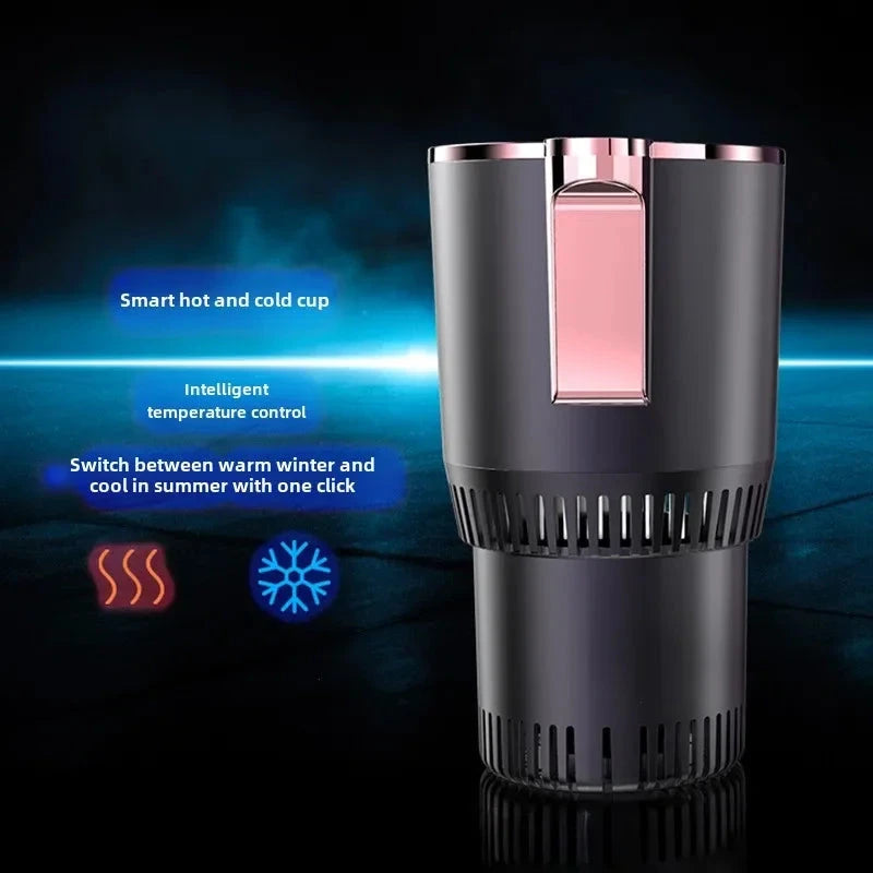 Blinkcee smart car heating and cooling cup with on-the-go temperature control, showing a sleek, portable design for beverages