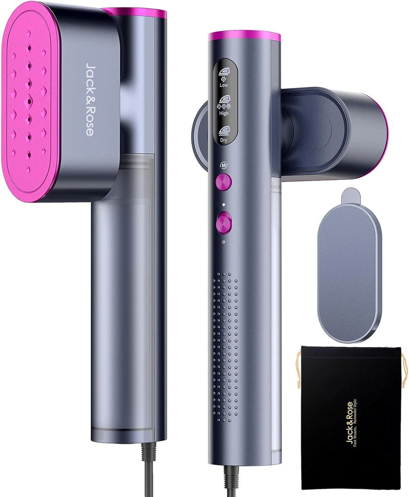Blinkcee Jack and Rose portable clothes steamer with handle, steam nozzle, and compact design for easy garment steaming.