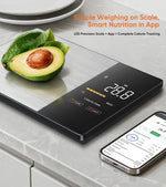 Digital kitchen scale by Blinkcee with digital display and calorie calculator for precise food measurement.