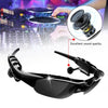 Bluetooth sunglasses with built-in surround sound by Blinkcee, showcasing sleek black frames and integrated audio speakers.