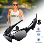 Blinkcee Bluetooth sunglasses with built-in surround sound, sleek black frame, and tinted lenses for outdoor listening.