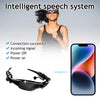 Blinkcee Bluetooth sunglasses with built-in surround sound, featuring sleek black frames and integrated audio speakers.