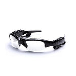 Blinkcee Bluetooth sunglasses with built-in surround sound, stylish eyewear featuring sleek black frames and integrated audio speakers.