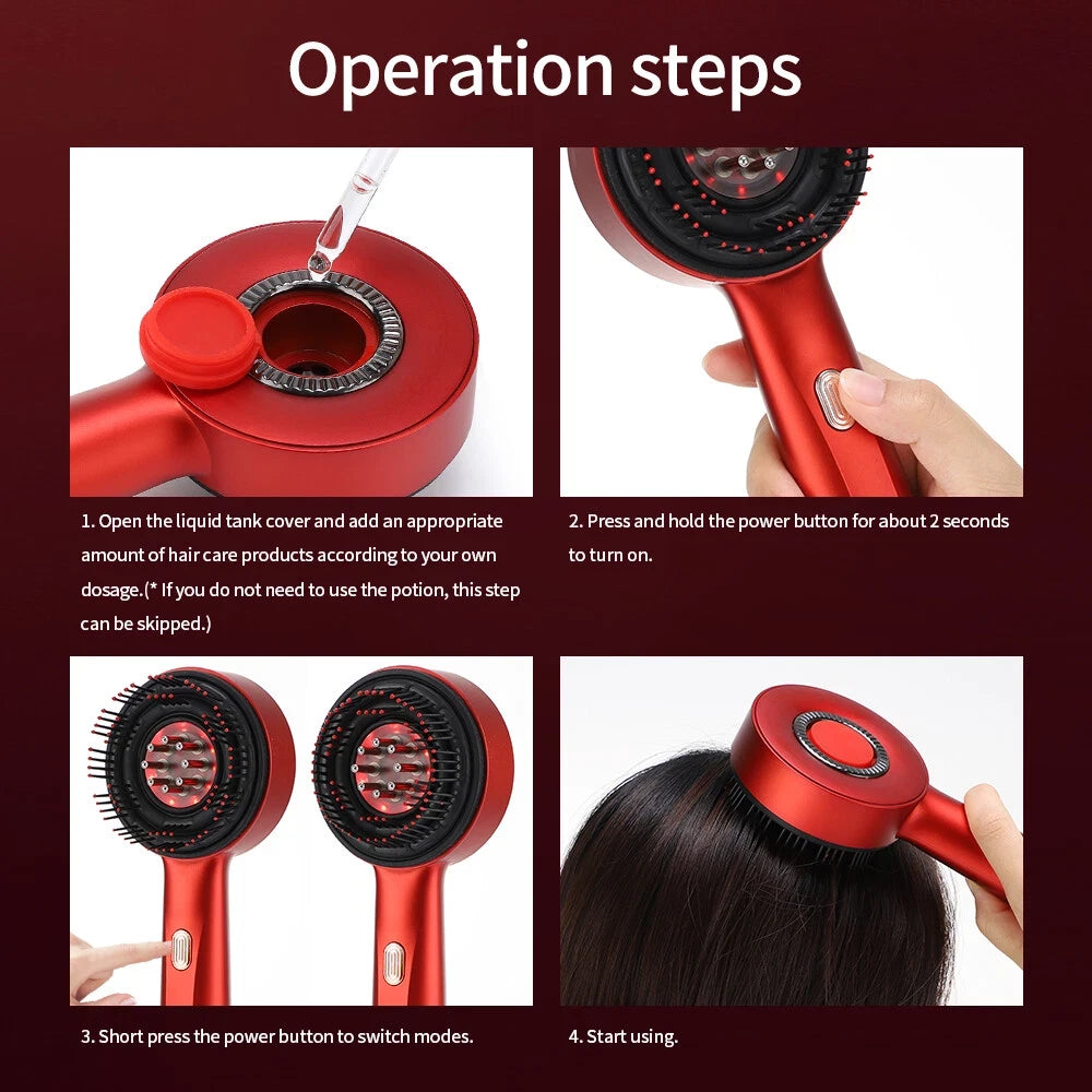 Electric Scalp Massager Comb with Oil Applicator