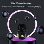 Close-up of Blinkcee Mini Invisible Earbuds showing their discreet, in-ear design and sleek black finish.