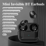 Mini invisible earbuds by Blinkcee shown in a sleek black design, compact and discreet for comfortable, hidden listening.