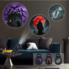 Blinkcee projector night light displaying Halloween, Christmas, and planet-themed images projected onto a wall.