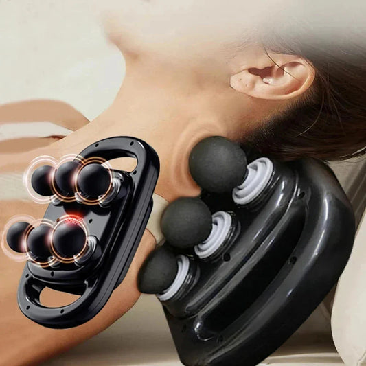 Blinkcee 6-head electric massage gun for muscle relief, deep tissue percussion for neck, cervical spine, and full body relaxation.