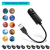 Blinkcee Halloween, Christmas, and planets projector night light displaying colorful celestial images on a dark wall.