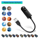 Blinkcee Halloween, Christmas, and planets projector night light displaying colorful celestial images on a dark wall.