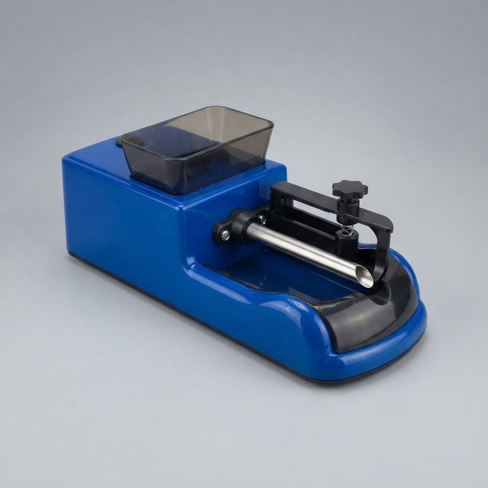 Automatic electric rolling machine by Blinkcee, showing the compact device with rolling components and power cord for easy use.