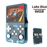 Blinkcee R36S 3.5-inch IPS handheld retro game console with 20,000+ games, portable gaming device with colorful screen.